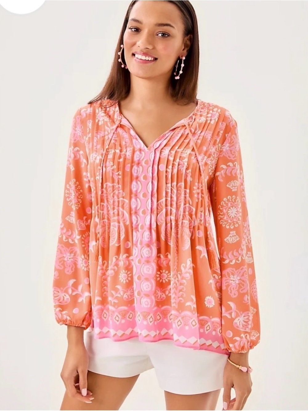 LILLY PULITZER Lileeze Papaya Breezy Palm Wrinkle Resistant Pink Coral NWT XS